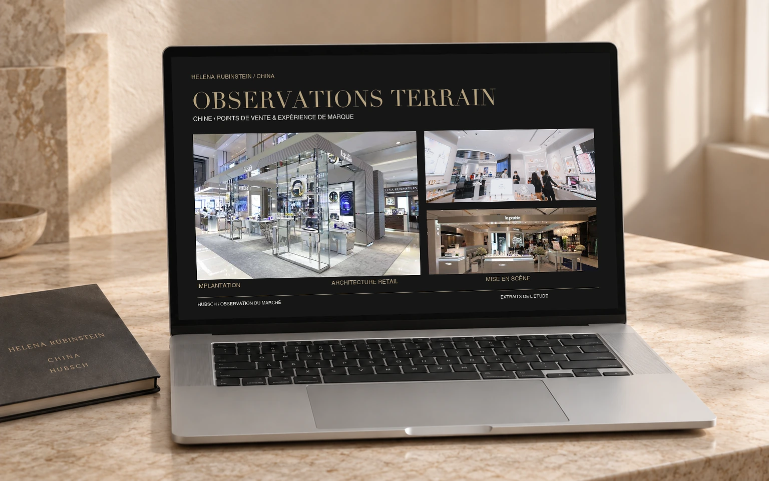 Mise en scène sur ordinateur des observations terrain en Chine : implantation, architecture retail et expérience de marque, à partir des photos de l’étude