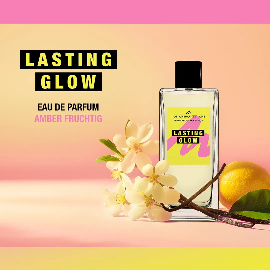 Flacon et ingrédients du parfum Manhattan Lasting Glow